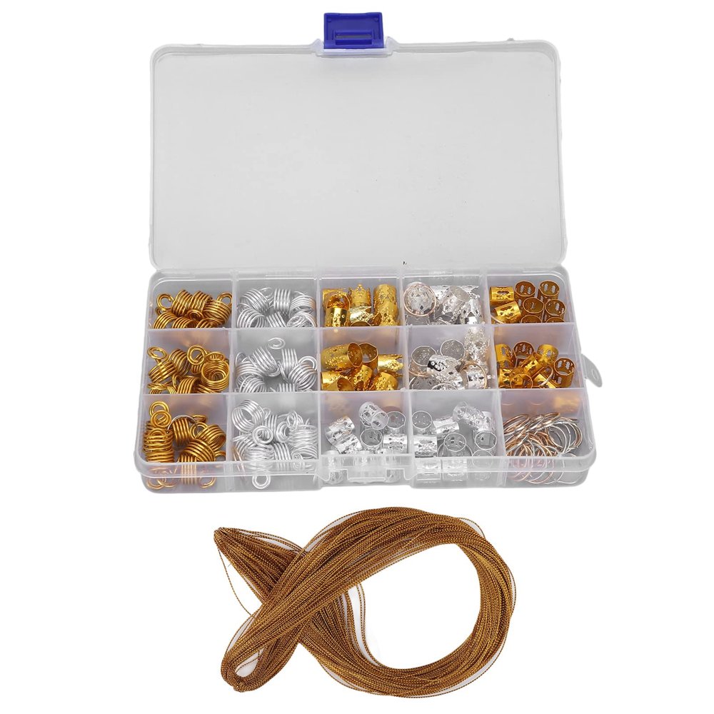161pcs Hair Braid Loops Dreadlock Accessories Beads Metal Braids Loops Cuffs Clips for Hair Decorations Men Women
