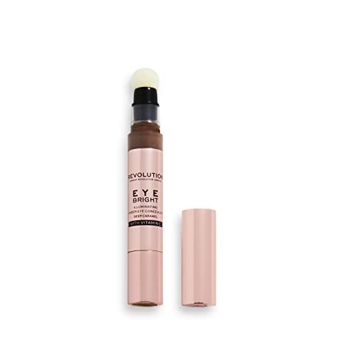 MakeUp Revolution Eye Bright Concealer, Buildable Coverage, Dewy Finish, Deep Caramel, 3ml