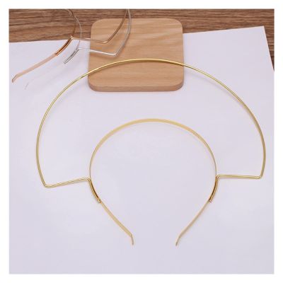 AS 2pcs Metal DIY Wedding Headband Two-line Bride Crown Gold Headdress Hairwear Hairband Head Hair Band Base Jewelry Components D628 (Color : 2pcs Gold, Size : 210x220mm)
