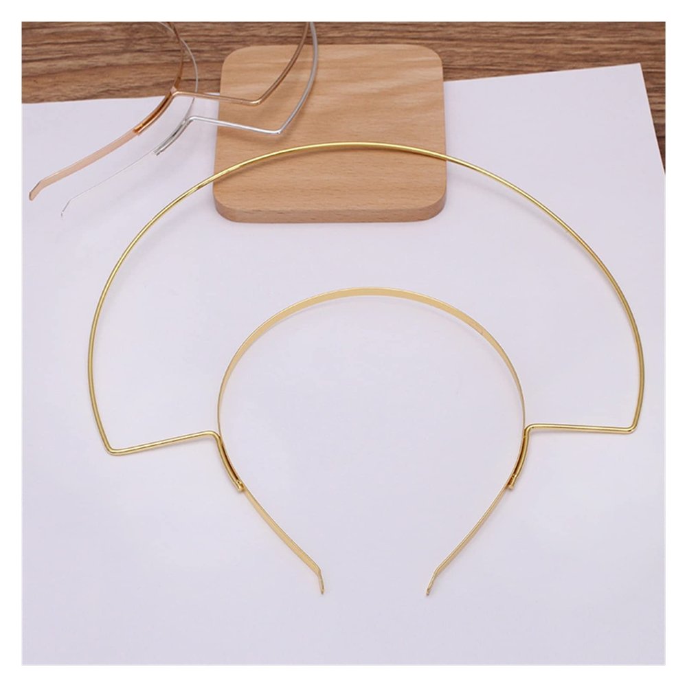 AS 2pcs Metal DIY Wedding Headband Two-line Bride Crown Gold Headdress Hairwear Hairband Head Hair Band Base Jewelry Components D628 (Color : 2pcs Gold, Size : 210x220mm)