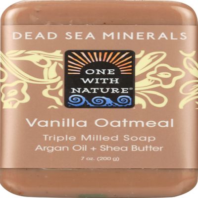 Dead Sea Minerals Soap, Shea Butter, Argan Oil, Magnesium, Sulfur, Minerals, All Skin Types, Problem Skin, Therapeutic, Natural, Vanilla Oatmeal, 7 Oz Bar (1 Pack)