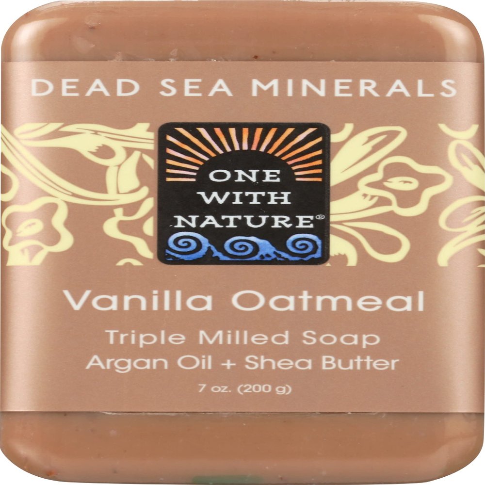 Dead Sea Minerals Soap, Shea Butter, Argan Oil, Magnesium, Sulfur, Minerals, All Skin Types, Problem Skin, Therapeutic, Natural, Vanilla Oatmeal, 7 Oz Bar (1 Pack)