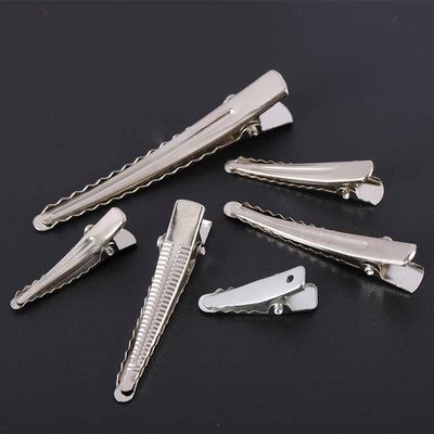 AS 50pcs 25/30/35/45/50/60mm Clips Single Prong Alligator Hairpin with Teeth Blank Setting Jewelry Making Base for DIY Hair Clips D628 (Color : Rhodium, Size : 35mm)