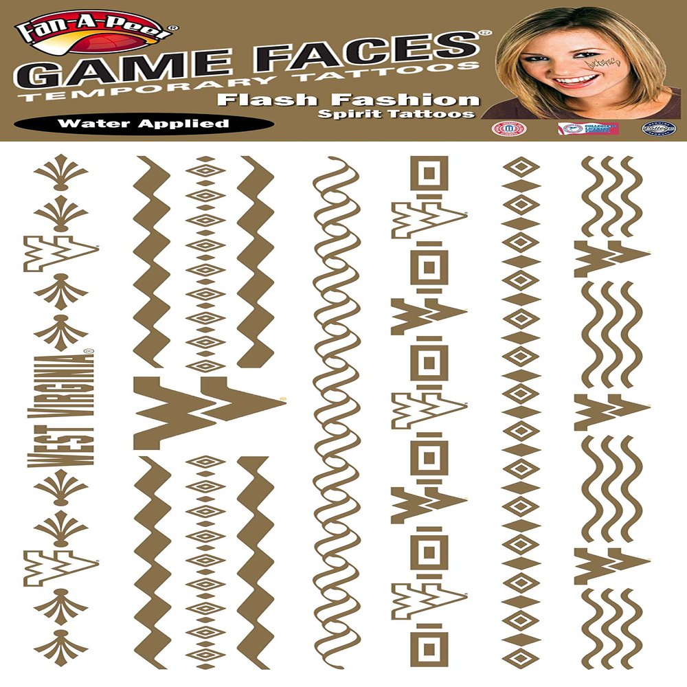 Fan-A-Peel West Virginia Water Based Temporary Tattoos - Hypoallergenic Peel and Stick Waterproof Temporary Tattoos - Officially Licensed