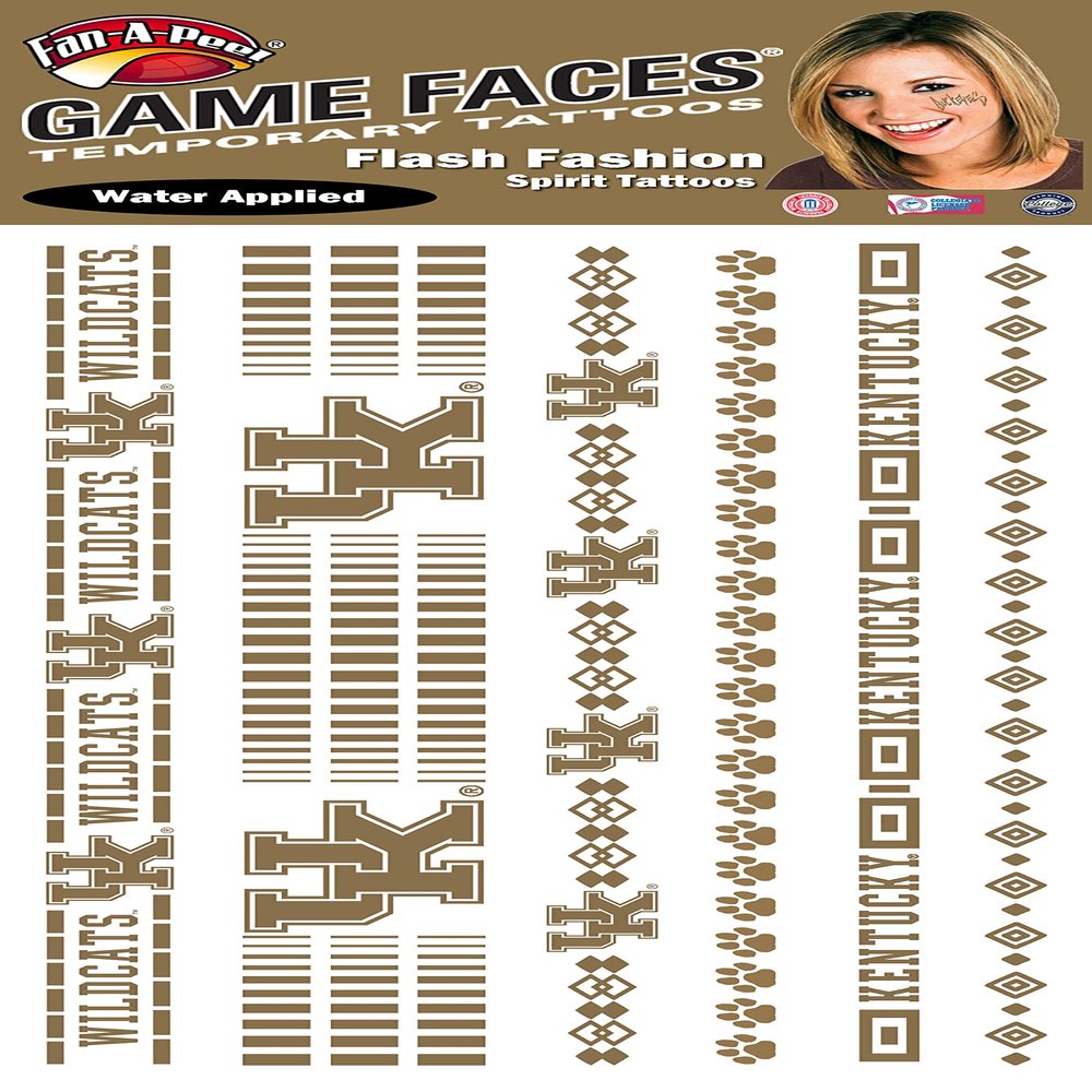 Fan-A-Peel Kentucky Water Based Temporary Tattoos - Hypoallergenic Peel and Stick Waterproof Temporary Tattoos - Officially Licensed