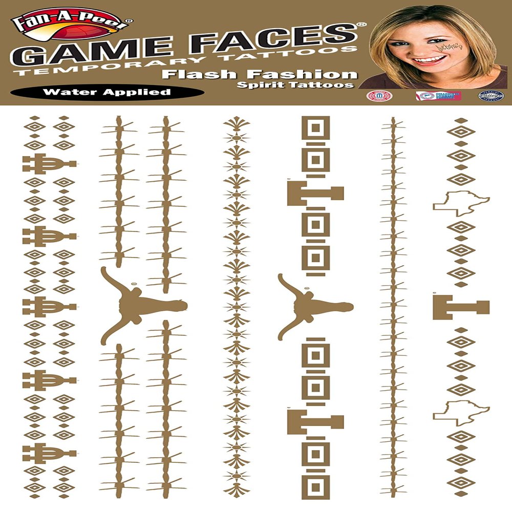 Fan-A-Peel Texas Water Based Temporary Tattoos - Hypoallergenic Peel and Stick Waterproof Temporary Tattoos - Officially Licensed
