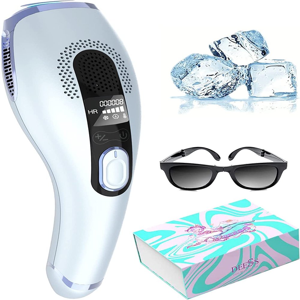 DEESS Laser Hair Removal with Freezing Point Sapphire Cooling, GP592 Unlimited Flashes Light Hair Removal Devices-at Home Permanent IPL Hair Remover for Women Men on Face, Chin, Armpit, Bikini Area