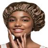 Adjustable Satin Lined Sleeping Cap for Men and Women Reversible Night Hat Brown view 1