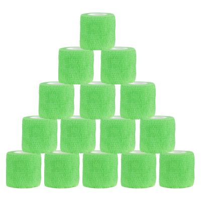 VideoPUP 15PCS Tattoo Grip Cover Wrap,Phosphor Green Disposable Cohesive Tattoo Grip Cover Elastic Bandage Handle Grip Tube for Tattoo Machine Tattoo Grip Accessories
