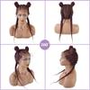 23" Braided Wigs for Black Women with Baby Hair 5"x12" Swiss Lace Front Cornrow Braided Wig with 2Ponytails Updo Hair Bun Lightweight Synthetic Hair Wigs Natural Looking view 3