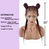 23" Braided Wigs for Black Women with Baby Hair 5"x12" Swiss Lace Front Cornrow Braided Wig with 2Ponytails Updo Hair Bun Lightweight Synthetic Hair Wigs Natural Looking view 4
