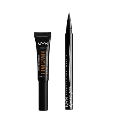 NYX PROFESSIONAL MAKEUP Ultimate Shadow & Liner Primer, Deep + Epic Ink Liner, Black (2-Pack Bundle)