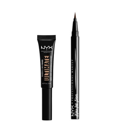 NYX PROFESSIONAL MAKEUP Ultimate Shadow & Liner Primer, Medium Deep + Epic Ink Liner, Black (2-Pack Bundle)