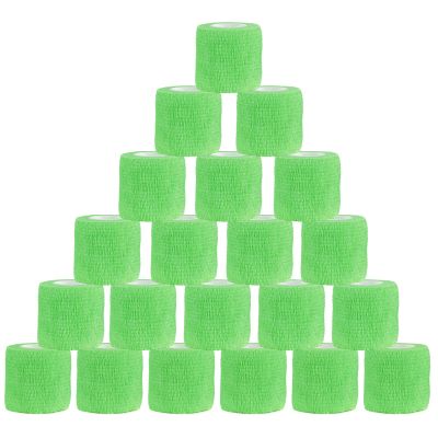 VideoPUP 21PCS Tattoo Grip Cover Wrap,Phosphor Green Disposable Cohesive Tattoo Grip Cover Elastic Bandage Handle Grip Tube for Tattoo Machine Tattoo Grip Accessories