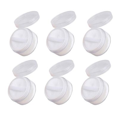LALAFINA 6pcs Portable Loose Powder Container with Puff Travel Makeup Case for Compact and Press Powder for Cosmetic Organization Go Use