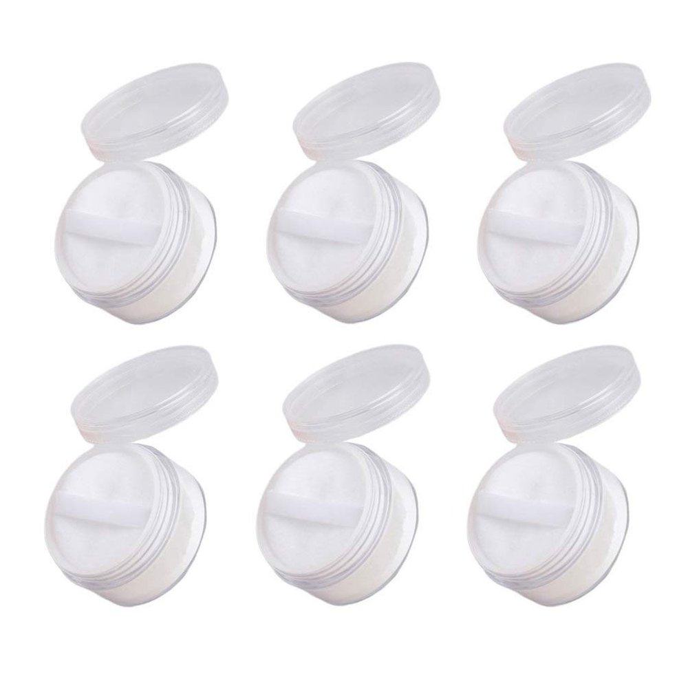 LALAFINA 6pcs Portable Loose Powder Container with Puff Travel Makeup Case for Compact and Press Powder for Cosmetic Organization Go Use