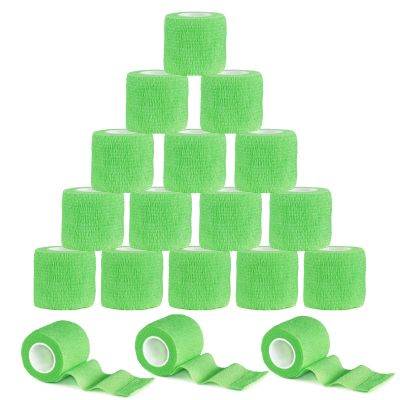 VideoPUP 18PCS Tattoo Grip Cover Wrap,Phosphor Green Disposable Cohesive Tattoo Grip Cover Elastic Bandage Handle Grip Tube for Tattoo Machine Tattoo Grip Accessories