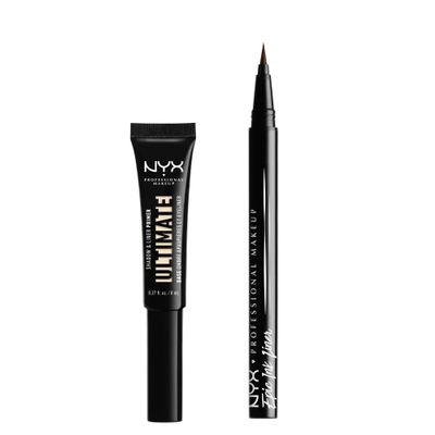 NYX PROFESSIONAL MAKEUP Ultimate Shadow & Liner Primer, Light + Epic Ink Liner, Black (2-Pack Bundle)