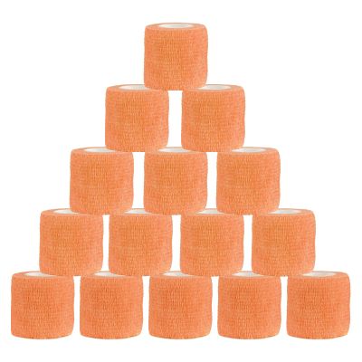 VideoPUP Tattoo Grip Cover Wrap,15PCS Disposable Cohesive Tattoo Grip Cover Elastic Bandage Handle Grip Tube for Tattoo Machine Tattoo Grip Accessories(Phosphor Orange)