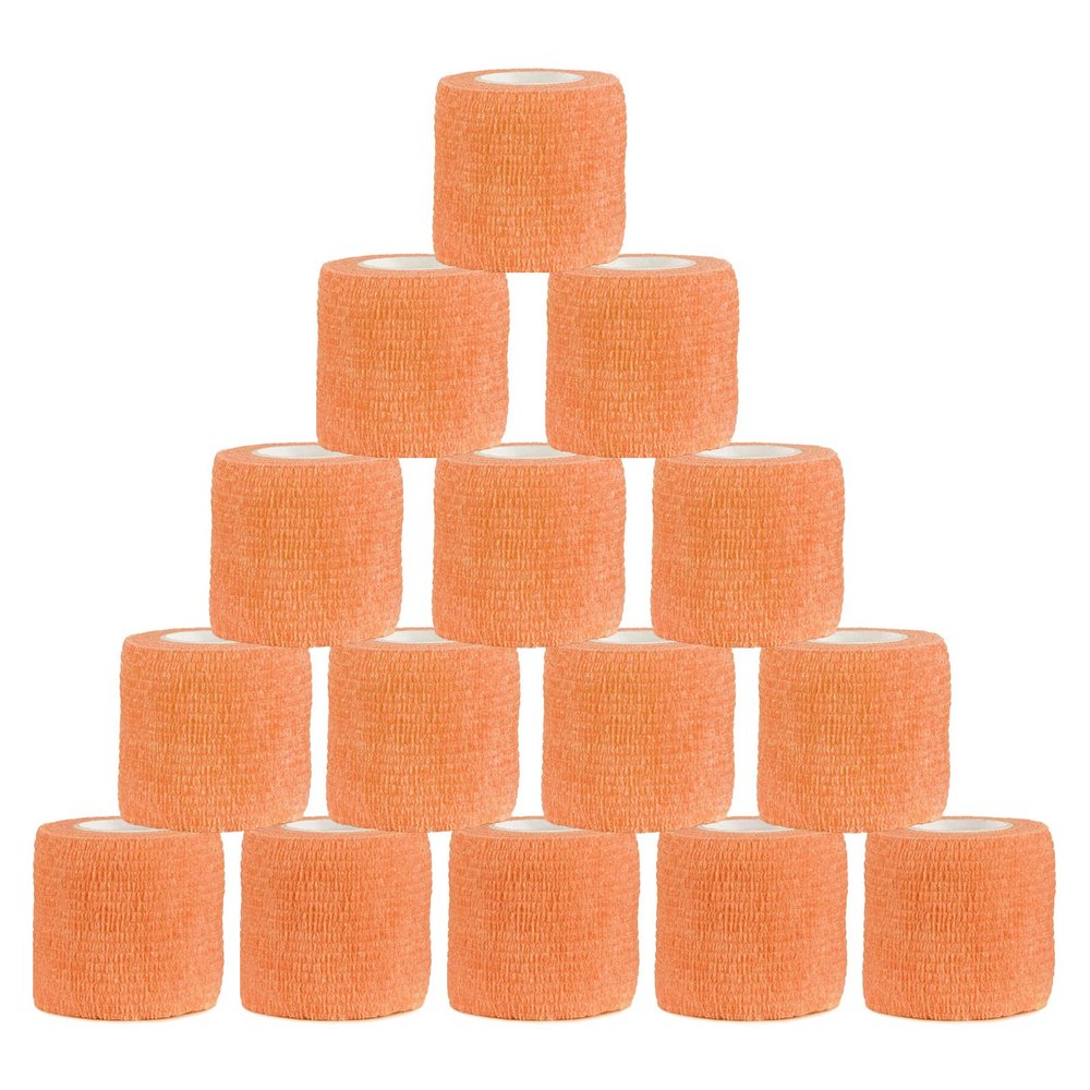 VideoPUP Tattoo Grip Cover Wrap,15PCS Disposable Cohesive Tattoo Grip Cover Elastic Bandage Handle Grip Tube for Tattoo Machine Tattoo Grip Accessories(Phosphor Orange)