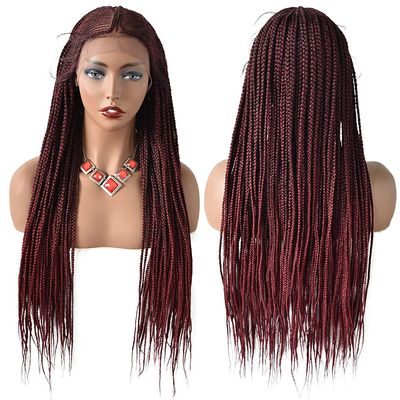 30" Long Lace Front Box Braided Wigs For Black Women Lightweight Braids Wig with Baby Hair Full Cap Cornrow Synthetic Wigs Famale Tribal Braids