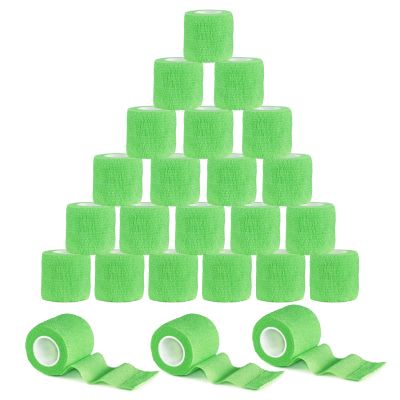 VideoPUP Tattoo Grip Cover Wrap,24PCS Disposable Cohesive Tattoo Grip Cover Elastic Bandage Handle Grip Tube for Tattoo Machine Tattoo Grip Accessories(Phosphor Green)