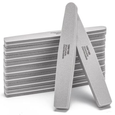 Nail Buffers Blocks 10 Pcs Double Sided Professional Nail File 100/180 Grit for Acrylic/Natural Nails, Gray