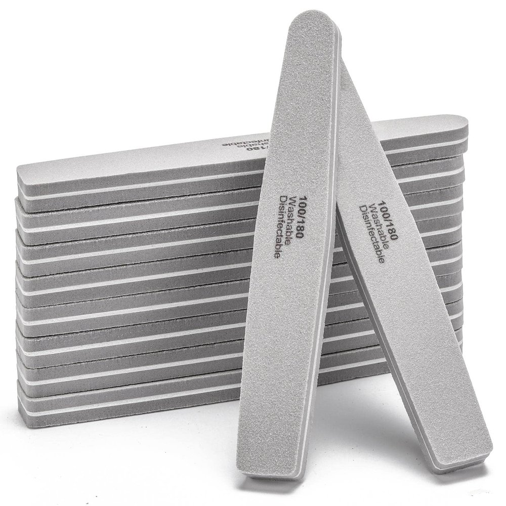 Nail Buffers Blocks 10 Pcs Double Sided Professional Nail File 100/180 Grit for Acrylic/Natural Nails, Gray
