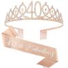 40th Birthday Sash & Rhinestone Crown Kit- Happy 40th Birthday Gifts Women 40th birthday decorations women (AB rose gold) view 1