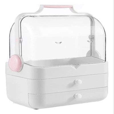 YQBUER Makeup Storage Organizer Portable Cosmetic Storage Box Skin Care Products Desktop Storage Flip Makeup Case Suitable for Bathroom Bedroom Dresser Cosmetic Organizer (Color : A)