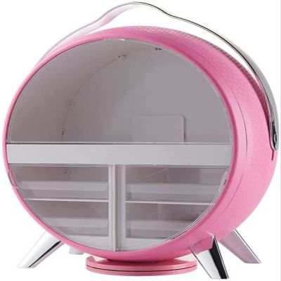 YQBUER Makeup Storage Organizer Portable Makeup Storage Box Skincare Storage Box Makeup Mirror with Light Cosmetics Display Stand for Bathroom Bedroom Dresser Cosmetic Organizer