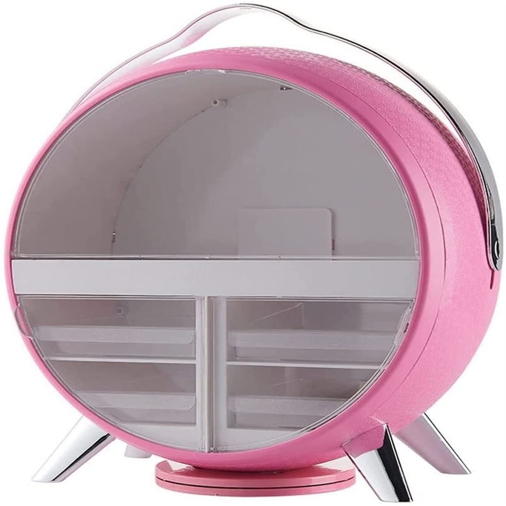 YQBUER Makeup Storage Organizer Portable Makeup Storage Box Skincare Storage Box Makeup Mirror with Light Cosmetics Display Stand for Bathroom Bedroom Dresser Cosmetic Organizer