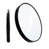 10X Magnifying Makeup Mirror with 1 Tweezers Portable Round Mirror 2 Suction Cups Travel Set for Eyebrow Tweezing Blackhead Blemish Removal Bathroom Magnified Cosmetic Mirror (Diameter 4.3 inches) view 1