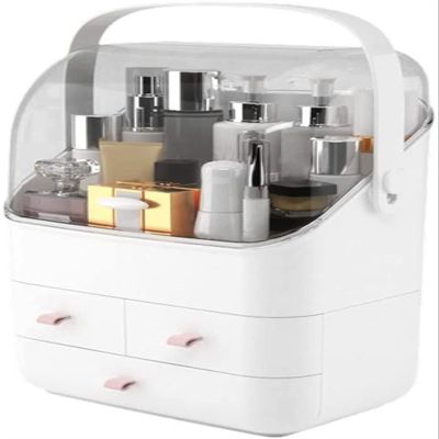 YQBUER Makeup Storage Organizer Portable Makeup Storage Box Skincare Storage Box Large Capacity Cosmetic Display Cabinet Suitable for Bathroom Bedroom Dresser Cosmetic Organizer (Size : Large)