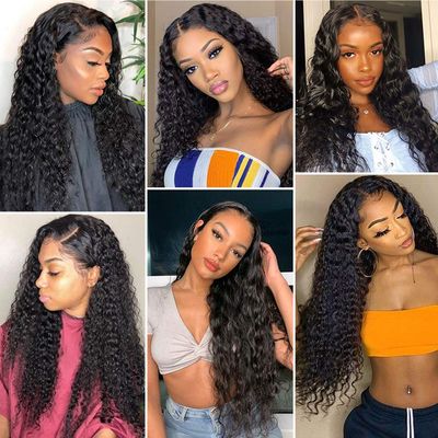 10A Grade Deep Wave Hair Bundles for Black Women 97g Per Bundle Double Weft Unprocessed Human Hair Bundles Brazilian Remy Virgin Hair Extensions Natural Color for African American Woman Can Be Dyed and Bleached (20", deep wave)
