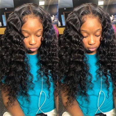 10A Grade Deep Wave Hair Bundles for Black Women 97g Per Bundle Double Weft Unprocessed Human Hair Bundles Brazilian Remy Virgin Hair Extensions Natural Color for African American Woman Can Be Dyed and Bleached (12/14/16, deep wave)