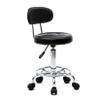 DESIGNSCAPE3D Adjustable Round Salon Stool with Back and Line, Black view 1