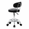 DESIGNSCAPE3D Adjustable Round Salon Stool with Back and Line, Black view 3