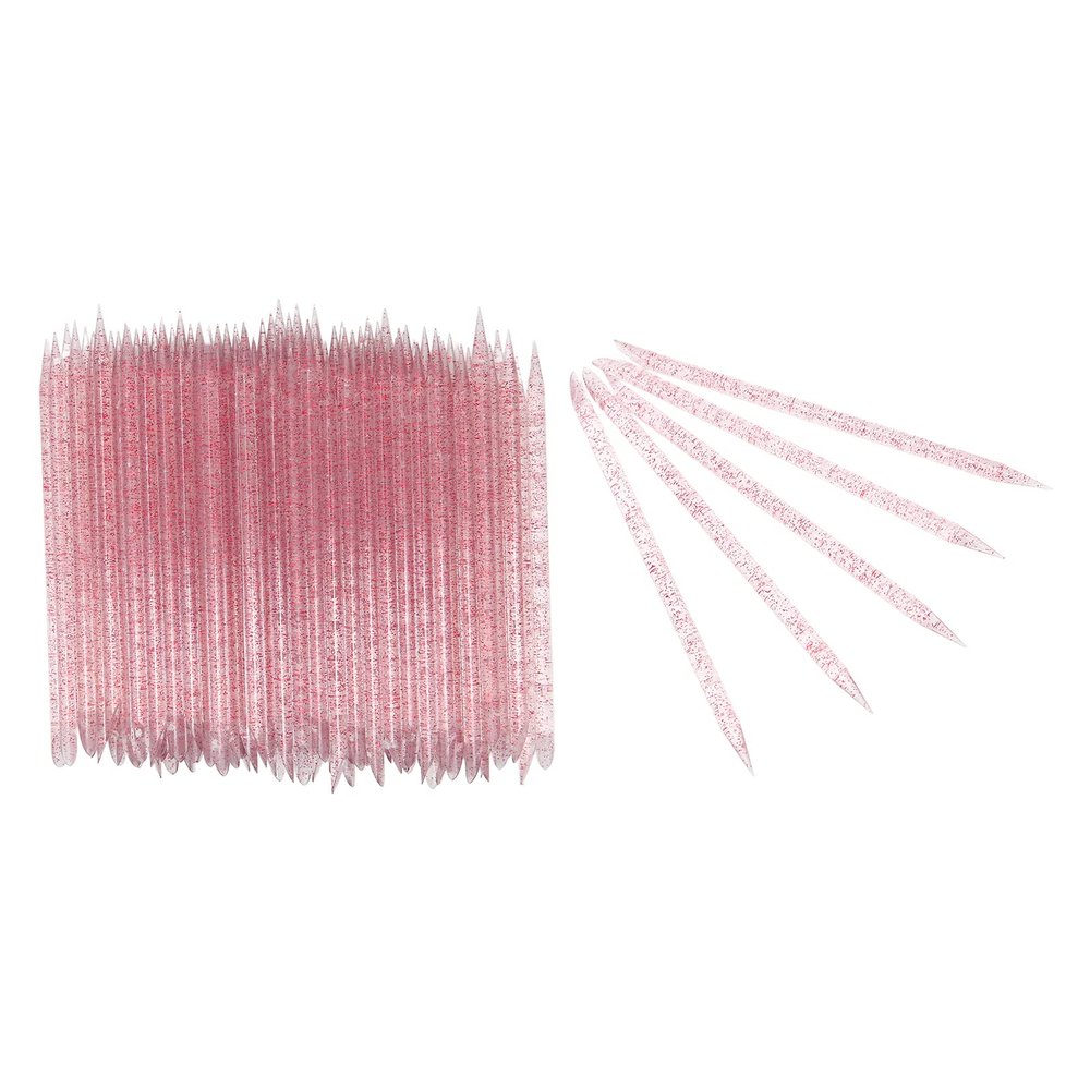 100pcs Disposable Nail Cuticle Pusher Double End Cuticle Manicure Pedicure Sticks, Nail Care Sticks, Cuticle Manicure and Pedicure Stick for Fingernail, Cuticle Cleaning Sticks(rose red)