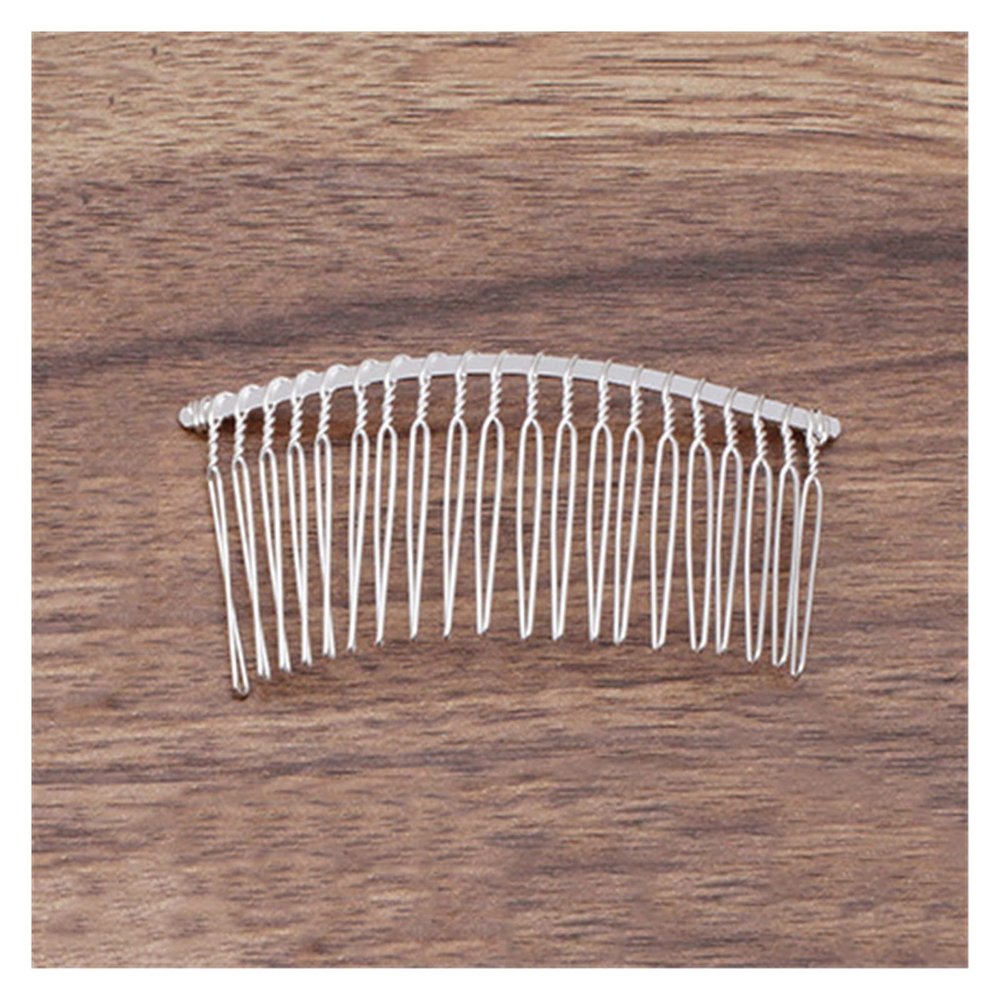 AS 10pcs 12/15/20 Teeth Gold Color Hair Comb Hairpin Wedding Hair Accessories Jewelry Making Metal Bridal Hair Combs Craft DIY D730 (Metal Color : Silver Color 20T)