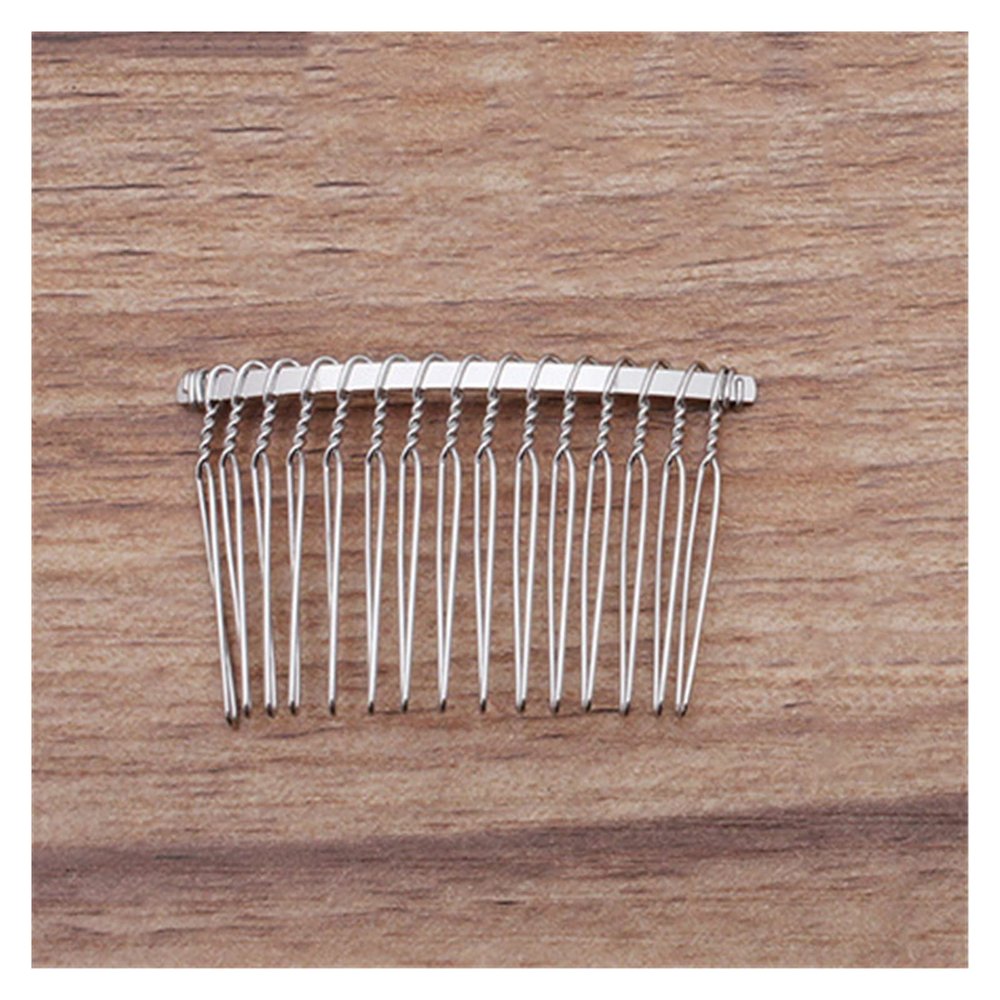 AS 10pcs 12/15/20 Teeth Gold Color Hair Comb Hairpin Wedding Hair Accessories Jewelry Making Metal Bridal Hair Combs Craft DIY D730 (Metal Color : Rhodium 15T)