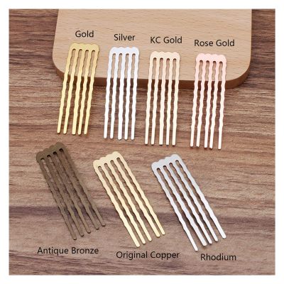 AS 10pcs 5/10/13 Teeth Hair Comb Wedding Hair Accessories for Jewelry Making Metal Hairpin Gold Color Bridal Hair Comb Craft DIY D730 (Color : 5teeth, Size : Silver Color)
