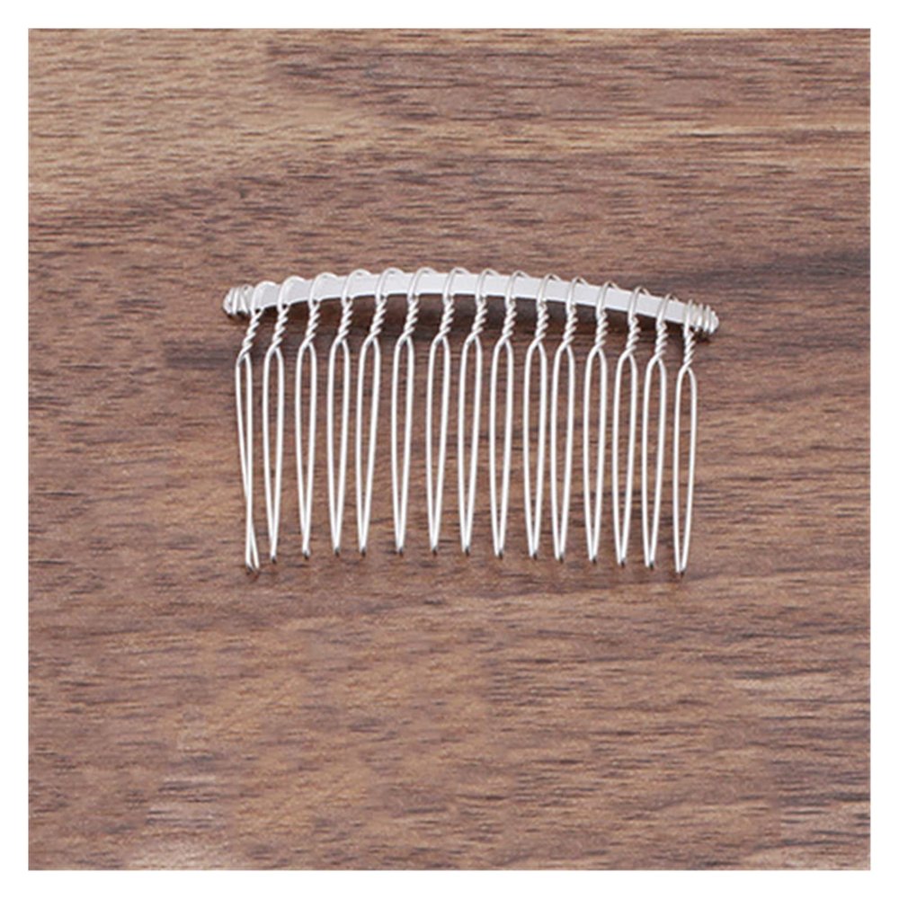 AS 10pcs 12/15/20 Teeth Gold Color Hair Comb Hairpin Wedding Hair Accessories Jewelry Making Metal Bridal Hair Combs Craft DIY D730 (Metal Color : Silver Color 15T)