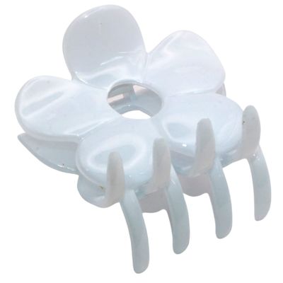 Parcelona French Big Flower 2 3/4" Celluloid French Hair Clip No Slip Grip Covered Spring Hair Jaw Claw Clips Durable Styling Women Hair Accessories, Made in France (Solid White)