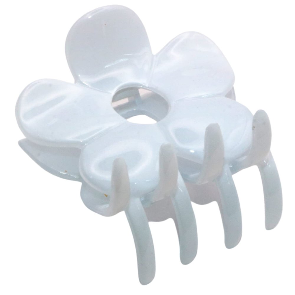 Parcelona French Big Flower 2 3/4" Celluloid French Hair Clip No Slip Grip Covered Spring Hair Jaw Claw Clips Durable Styling Women Hair Accessories, Made in France (Solid White)