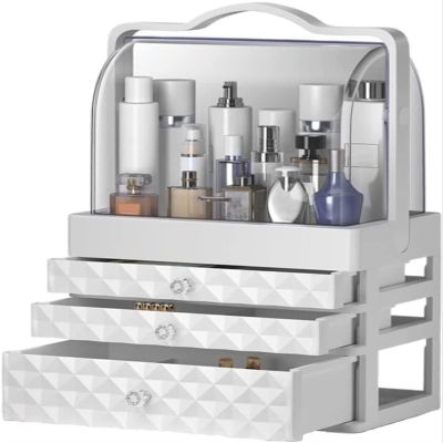 YQBUER Makeup Storage Organizer Portable Cosmetic Storage Box Skin Care Product Storage Locker Desktop Large-Capacity Rack Suitable for Bathroom Bedroom Dresser Cosmetic Organizer (Size : S)