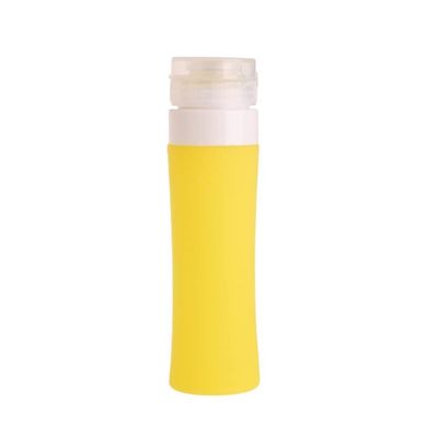 DECHOUS Portable Silicone Travel Bottle Dispenser Refillable Containers for Lotion Soap Wash Yellow for Camping and Travel Leakproof Design Easy-fill Wide Mouth