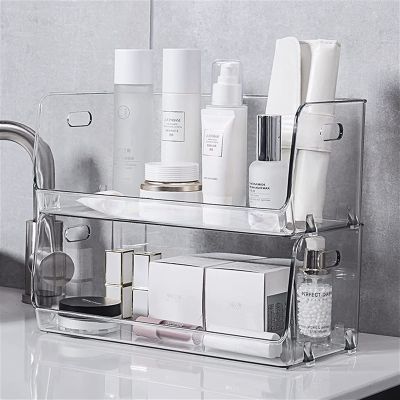 YQBUER Cosmetic Storage Box Cosmetic Storage Box Transparent mask Lipstick Brush Box Desktop Household Skin Care Products Dressing Table Finishing Rack (Color : Transparent 2 Packs)