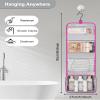 Relavel HangingTravel Toiletry Bag for Women, Large Capacity Toiletries Bag, Travel Essentials Organizer, Hanging Makeup Case for Accessories, Waterproof Bathroom Shower Bag (hot pink) view 3
