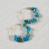Soulnioi Natural Crystal Green Crystal Pillars Hair Comb Hollow Moon Hairpin and Blue-Green Crystal Gravel Gold Earrings with Golden Beads for Gift view 2